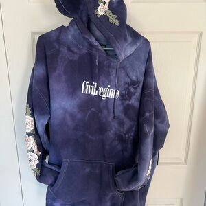 Civil Regime Purple Hoodie with Floral Embroidery